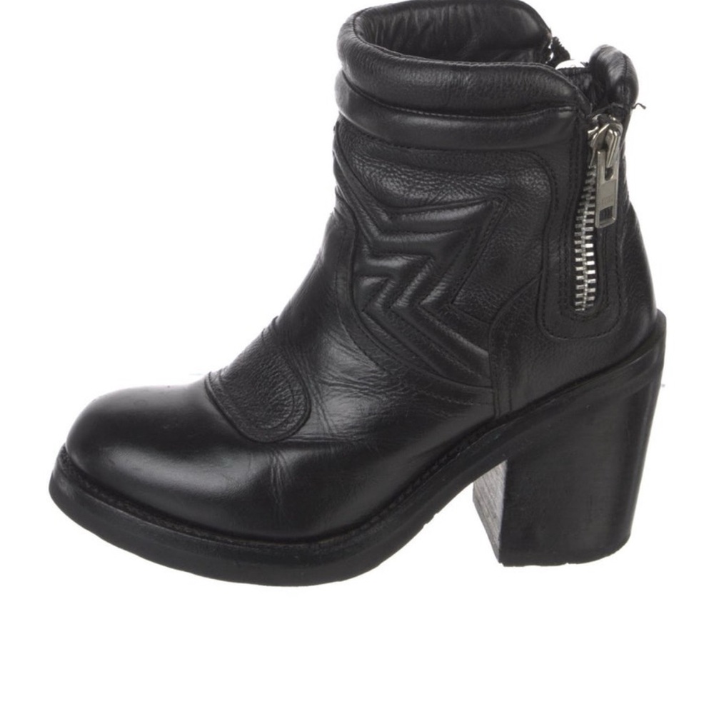 Ash Black Leather Moto Boots